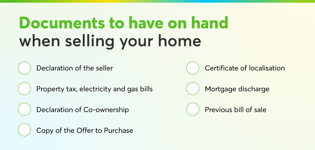 Visual listing all the documents you need to sell your home
